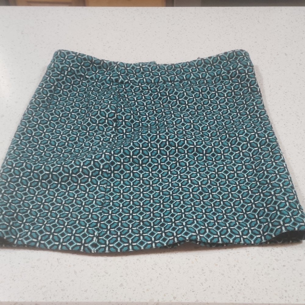 LOFT Teal Geometric Mini Skirt